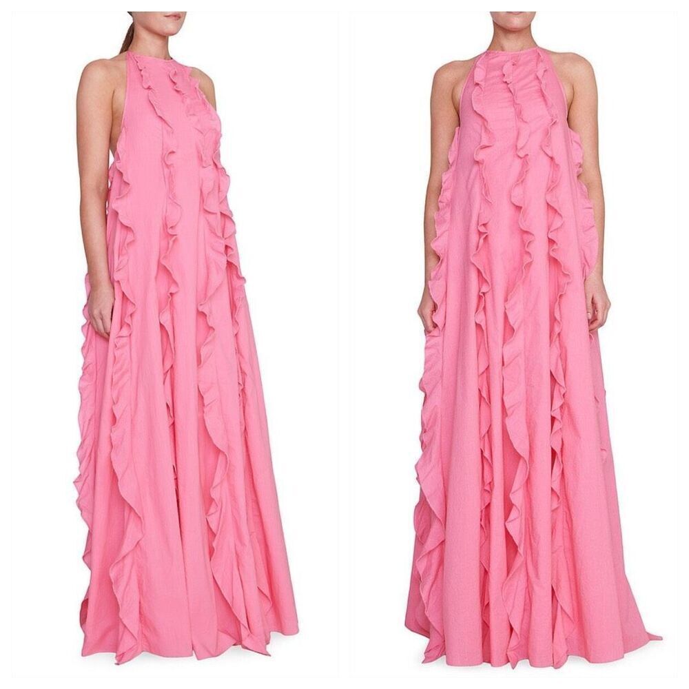 Staud Marika Ruffled Halter Gown Size M - Picture 3 of 15